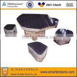 Garden Furniture Stone Table & Chair Polished Surface Basalt Stool Chair