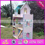 2017 New Products Lovely Children Wooden Large Dolls House W06A037 thumbnail-5