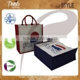 Customized Log Baranded Jute Fabric Tote Bag With Two Color Logo Print 2 Side With Padded Rope Handle thumbnail-2