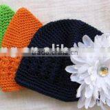 Children Crochet Beanie Hats With Flower Clip Hair Accessory