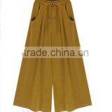 Fashion Indian Women Casual Pants Wide Leg Trousers With Elastic Band thumbnail-3