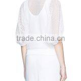 Korea Style Fashion Design Lady Custom Bell Sleeve Mesh Knit Sweater thumbnail-3