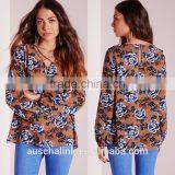 Best Selling Ladies Floral Printed Casual Blouse Low Price thumbnail-6