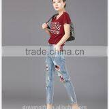 2016 New Fashion Blue Jeans Ms. Slim Female Jeans Female Beggar Hole Stretch Pencil Pants thumbnail-1