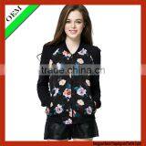 women hoodie women jacket/ women coat with flower print