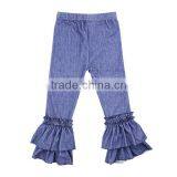 Latest Kaiyo Design Baby Girls Denim Icing Double Ruffle Pants Wholesale Girls Exquisite Pants thumbnail-2