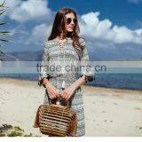 Summer Dress for Women New National Style Printing Dresses With Ropes Short Sleeve V-neck Elegant Beach Dresses thumbnail-3