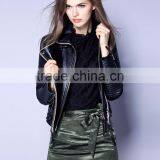 2017 Latest Designs Lady Casual Fashion Women Leather Motorcycle Jacket for Wholesale thumbnail-3