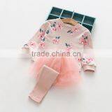 Autumn New Style Flower Printing Tops and Tutu Culotte Girls Boutique Clothing Set thumbnail-3