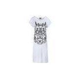 White Short Sleeved Ladies Casual Dresses with Rubber print for juniors