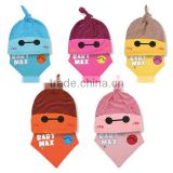 spring style stripe smiling face pattern newborn hat with bibs