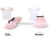 Mother and Daughter Clothes Fashion Tshirt+Bowknot Pink Mesh Skirt Baby Clothes Mom and Daughter Dress Family Matching Clothes thumbnail-2