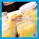 120ml 4oz Embossed Strip Glass Pudding Milk Bottle With Plastic Cap thumbnail-3