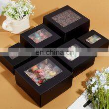 Folding Creative Black Card Paper Packaging Wedding Gift Box With Transparent Window Black Paper Recyclable Box thumbnail-5