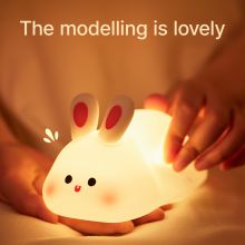 Hot Sale Silicone Night Light Cartoon Bunny Silicone Lamp Cute Rabbit Night Lights Bedroom Charging Rabbit Patted Sleeping Light thumbnail-3