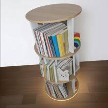 Solid Wood Rotating Bookshelf 360° Spinning Bookcase Tower Bamboo Bookcace Bookcase Bookshelf Storage Shelves Wooden Bookcase thumbnail-2