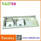 1.2m Double Bowl Stainless Steel Kitchen Sink With Drain Board HD12050A thumbnail-1