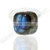 Natural Labradorite Cushion Cab Gemstone Ring,925 Sterling Silver Bezel Set Ring Jewelry thumbnail-1