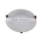 2 Light Ceiling Flushmount Light(Lampara de Techo) in 3 Coffee Finish Clips With a 16" Acid Wash Glass Bowl thumbnail-1