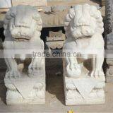 Chinese Antique White Marble Garden Stone Lion thumbnail-1