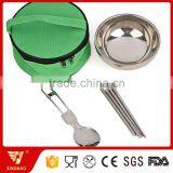 Stainless Steel Mixing Bowl With Foldable Spoon and Chopsticks in Nylon Bag thumbnail-4