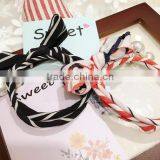 High Quality Custome Printed Floral Cat Ear Hair Tie Ponytail Holders Elastic Bands thumbnail-4