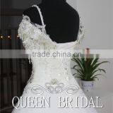 Luxury Ball Gown Sew On Crystal Beaded Saudi Arabian Wedding Dress thumbnail-6