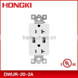 UL CUL listed 120V 20A 60HZ usb plug wall socket with USB charger