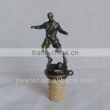 Sport Man Football Wood Metal Wine Bottle Stopper