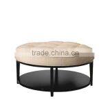 Fabric With Button Round Ottoman and Pouf YO7016 thumbnail-2