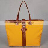 Pure Color Canvas Handbag Shoulder Bag With Leather