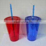Eco-friendly -16oz Double Wall Acrylic Straw Cup