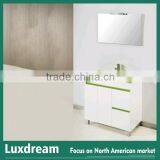 Green Glass Basin MDF Cabinets With Stainless Steel Legs Bath Vanity