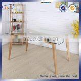 China Supplier Industrial Furniture Glass Dining Table With Wooden Legs thumbnail-3