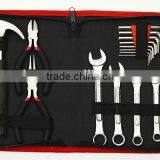 16pcs Mechanic Tools Set 4.5'' Long Nose Plier 4.5'' Diagonal Plier Combination Wrench Hex Key Tool Bag
