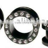 Black Anodized Surgical Steel Ear Piercings Fake Ear Plugs Tunnel Screw Fit Plug