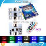 Led Interior Car Light Led Dome Light Remote Control 2pcs Bulbs 31mm Festoon 6smd 5050 Rgb Led