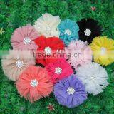 2.5"Chiffon Shabby Flowers With Stone Vintage Chiffon Shabby Flowers for Baby Hair Accessories Kids Accessories IN STOCK thumbnail-1