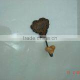 Metal Decorative HEART Hook With Ceramic Knob, Home Decoration Hook, Metal Wall Art Hook, European Style Hook, Vintage Hook thumbnail-1