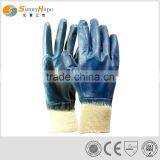Knit Wrist Blue Nitrile Coated Gloves for Farm thumbnail-1