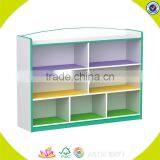 Wholesale Household Design Wooden Toys Storage Shelf for Kids With 5 Plastic Bins 2 Tier Wooden Toys Storage Organizer W08C033 thumbnail-2