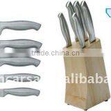 6pcs Stainless Steel Kitchen Knife Set With Block, Stainless Steel Cutlery Sets thumbnail-1