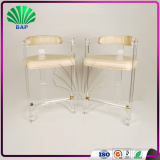 New Design Acrylic Leisure Chair Tall Plexiglass Chair Lucite Bar Stool With Backrest thumbnail-1