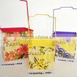 Home and Garden Decor Metal Square Flower Pot With Handle thumbnail-1