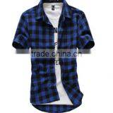 2016 New Summer Spring Fashion Men Plaid Short Sleeve Dress Shirts thumbnail-2