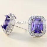 Amethyst Women Purple Zircon Platinum Plated Stud Earring thumbnail-3