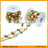 Hot Sell Cup Chain Pearl and Rhinestone Cadena de la taza for Dresses Decoracion