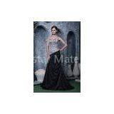 Elegant Sweetheart Strapless Mermaid Taffeta Evening Gowns Long Black Prom Dress Beads thumbnail-1