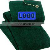 Cheap wholesale 32s cotton hook-up golf towel custom logo