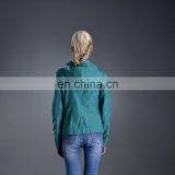 2017 Fashionable Ladies Leather Jacket With Cap PU Washed Women Bomber Jacket thumbnail-4